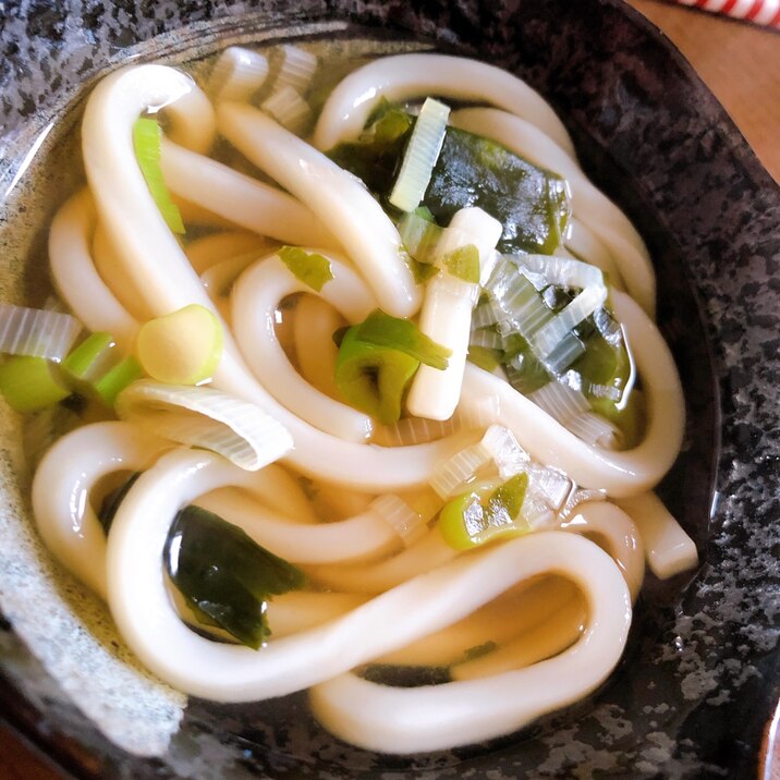 ネギとわかめのうどん